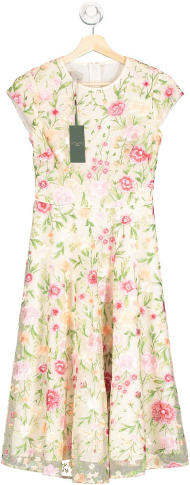 Hobbs Cream Tia Embroidered Dress UK 6