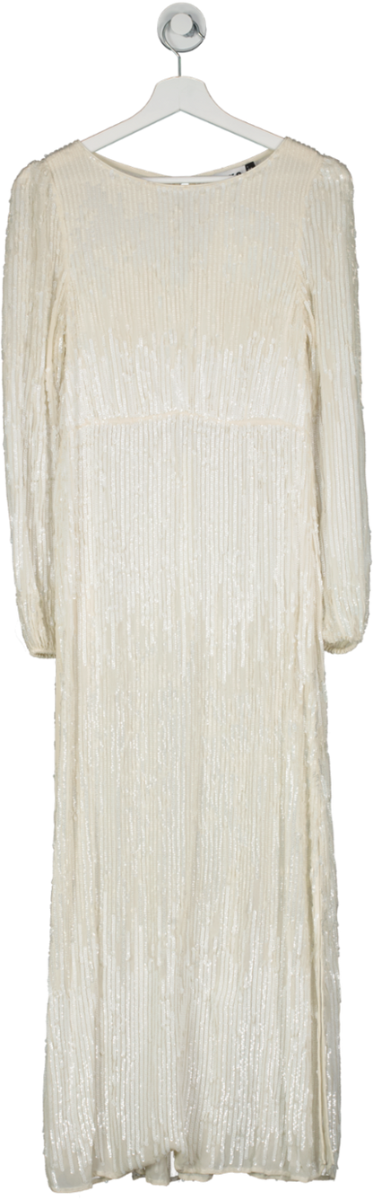 Rixo Cream Coco Sequin-embellished Midi Dress UK S
