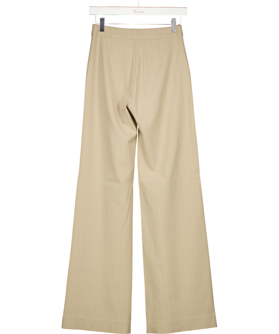 kookai Beige Pinstripe Wide Leg Trousers UK 6