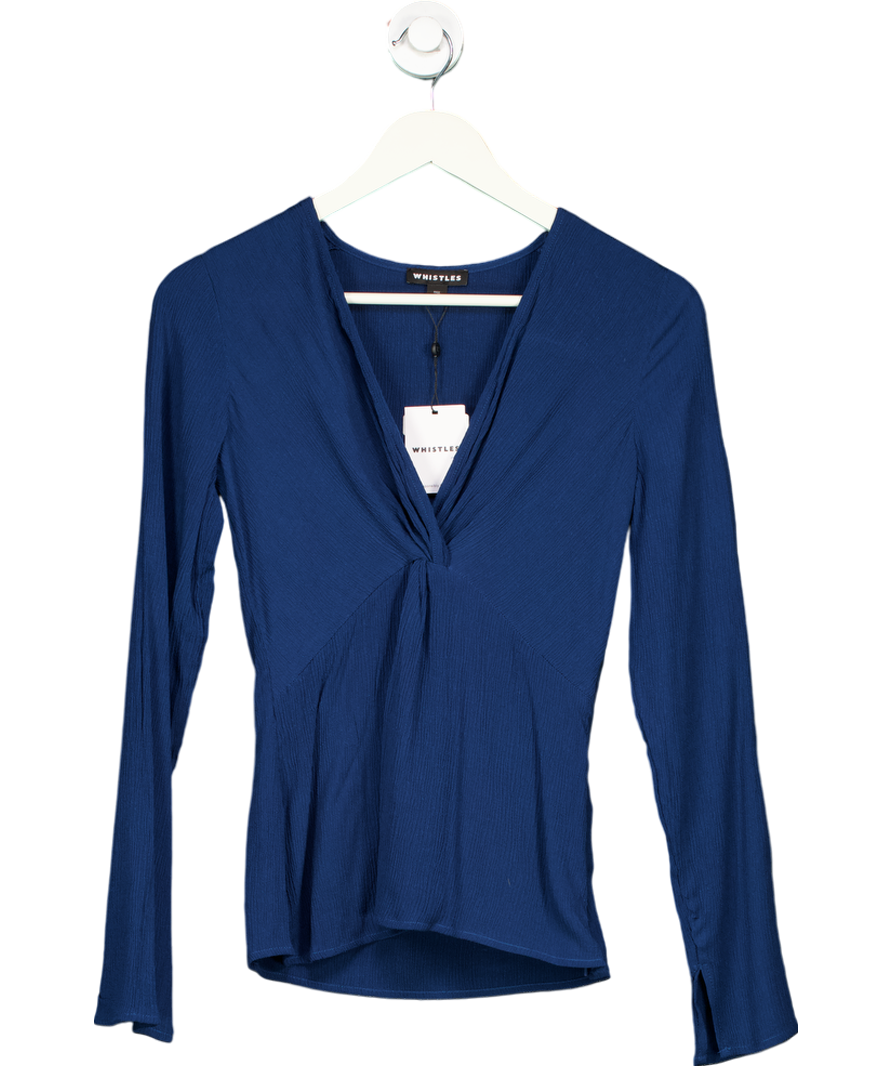 Whistles Blue Twist Front Textured Top UK 6