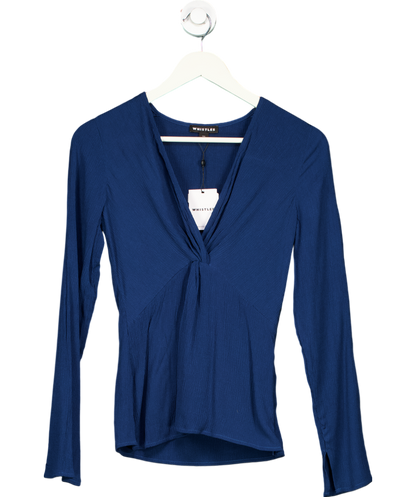 Whistles Blue Twist Front Textured Top UK 6