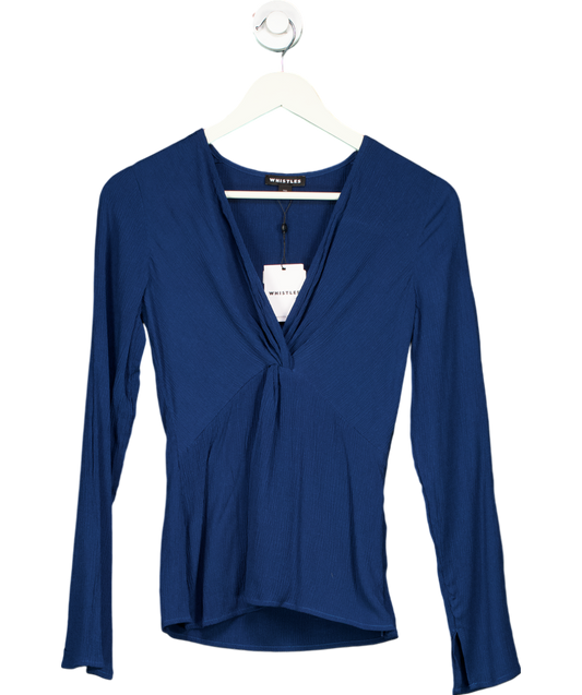 Whistles Blue Twist Front Textured Top UK 6