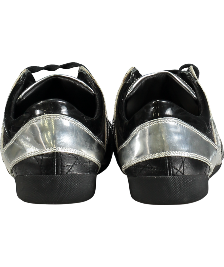 Dior Cannage Silver Detail Leather Sneakers Black UK 7 EU 40 👠