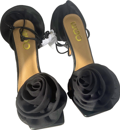 EGO Black Floral Heeled Sandals UK 6