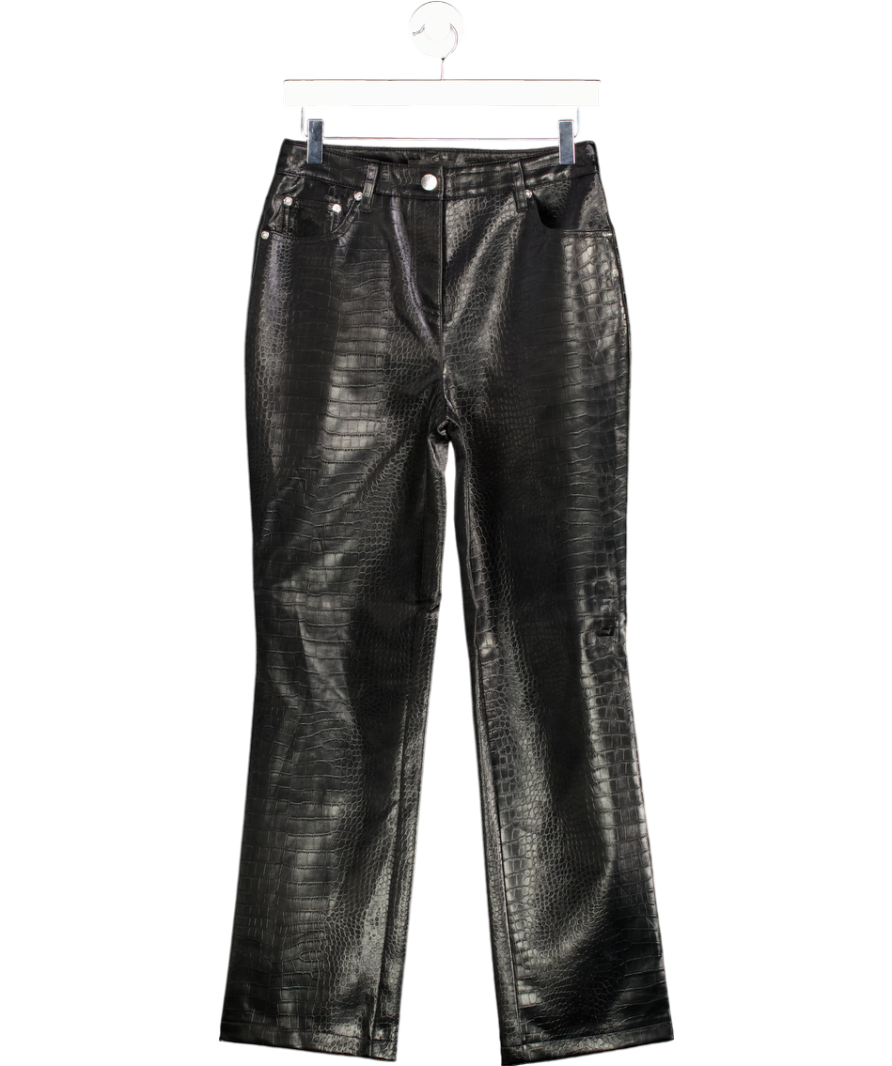 NEXT Black Faux Leather Croc Embossed Jeans UK 8