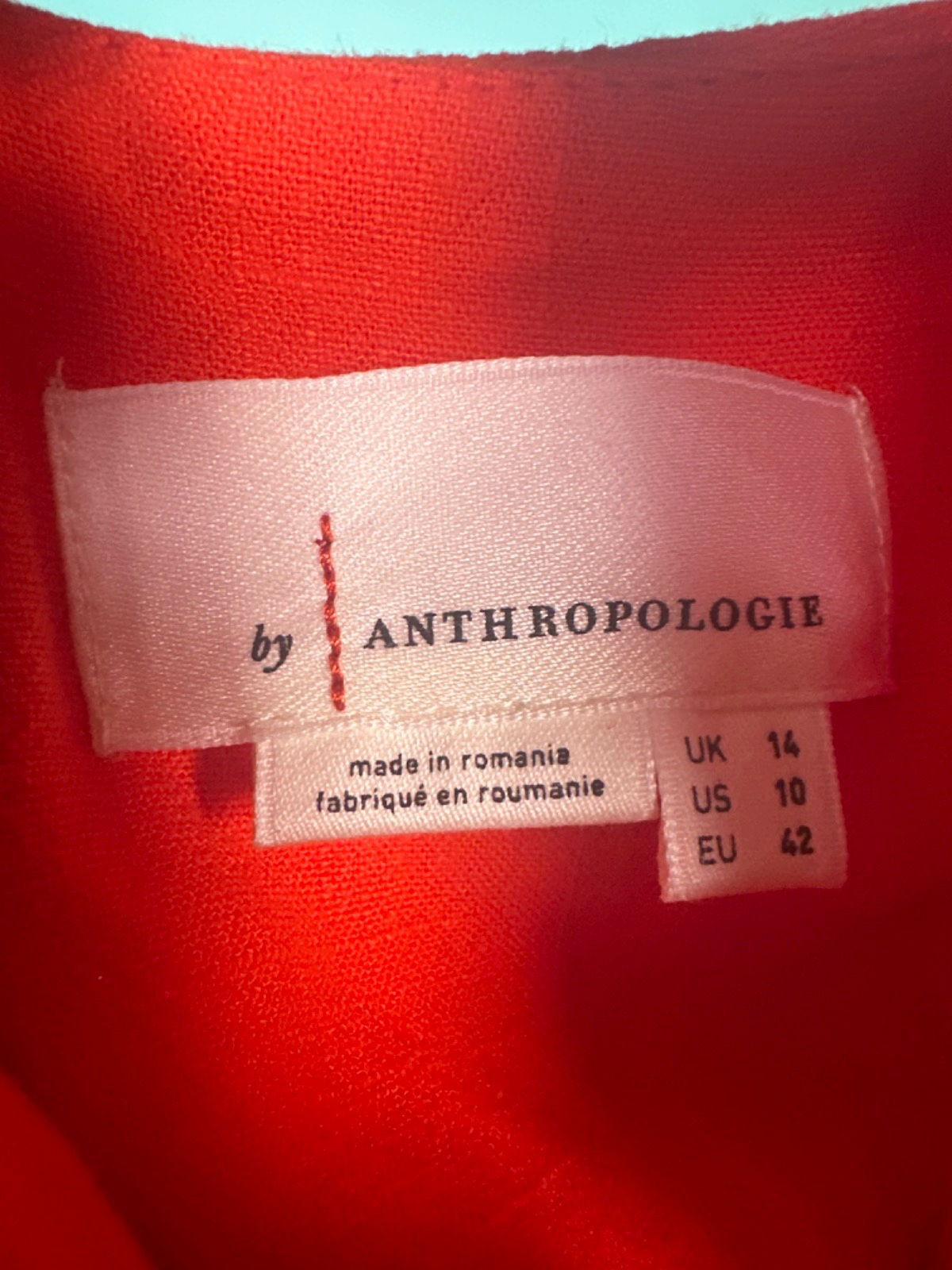 Anthropologie Red Knot Front Dress UK 14