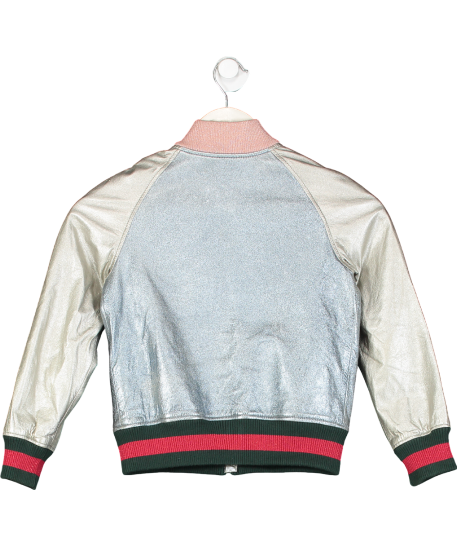 GUCCI Blue Metallic Bomber Jacket 8 Years