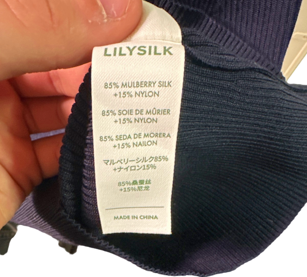 LilySilk Navy Knitted Top UK S