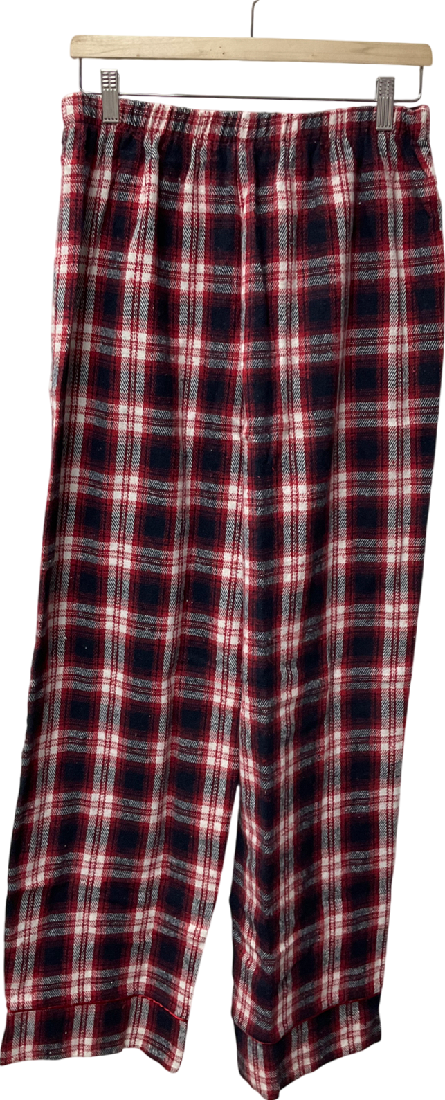 PrettyLittleThing Red Brushed Check Wide Leg Pj Trousers UK M