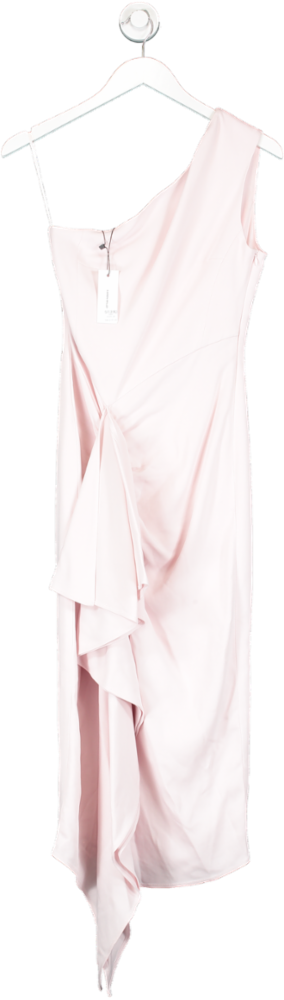Karen Millen Pink Compact Viscose Tailored One Shoulder Drape Front Pencil Dress UK 6