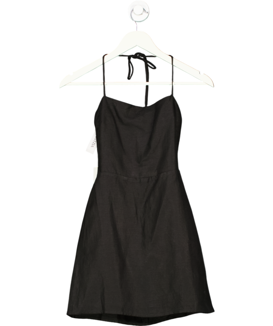 Aritzia Black Credenza Linen Dress UK XXS