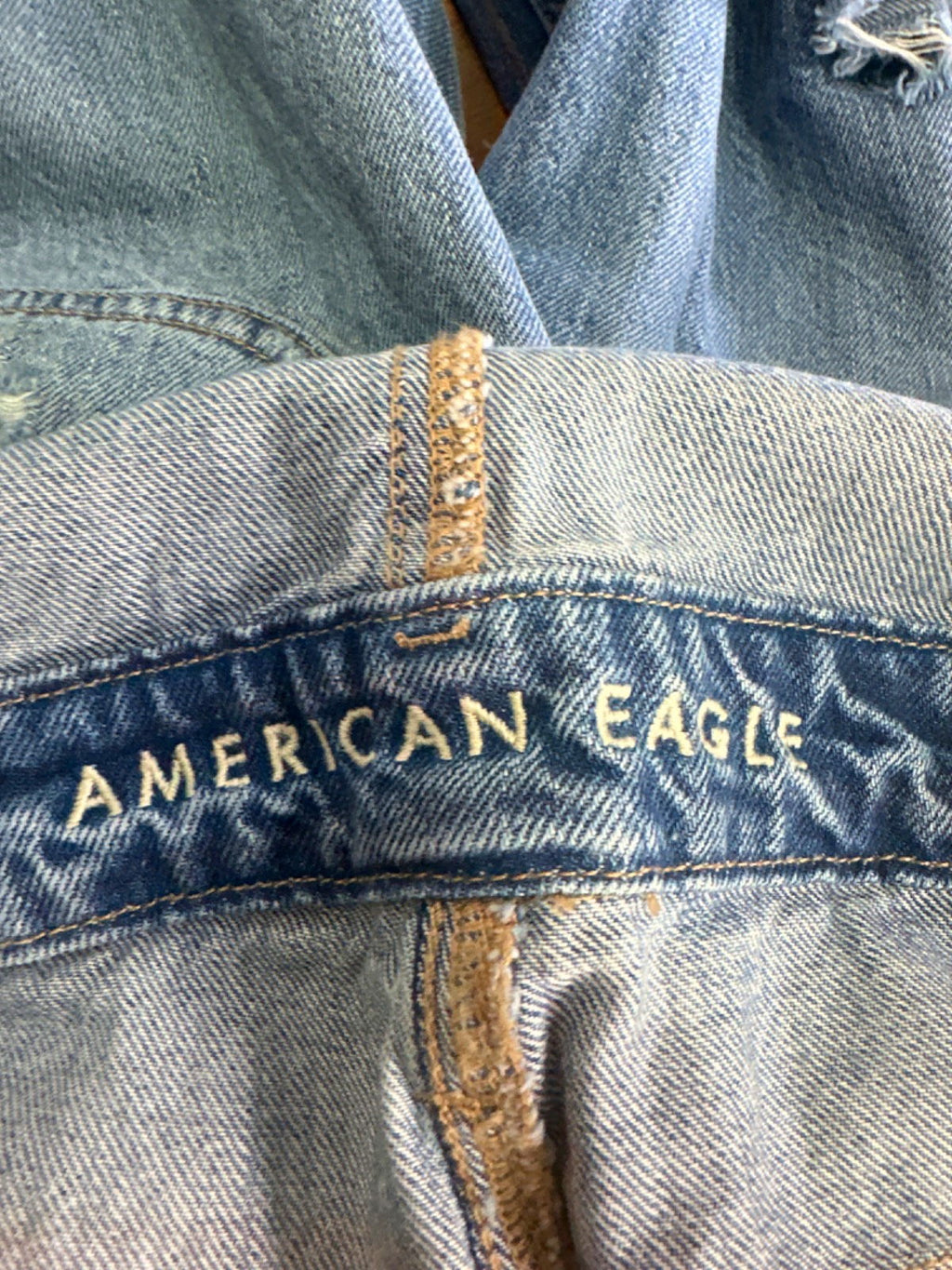 American Eagle Blue Denim Distressed Overalls UK L