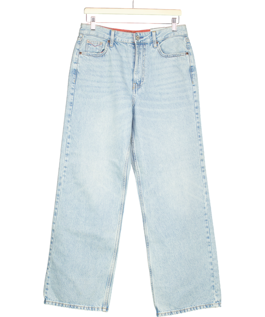 River Island Blue High Waist Relaxed Straight Fit Regular Length Jeans UK 12