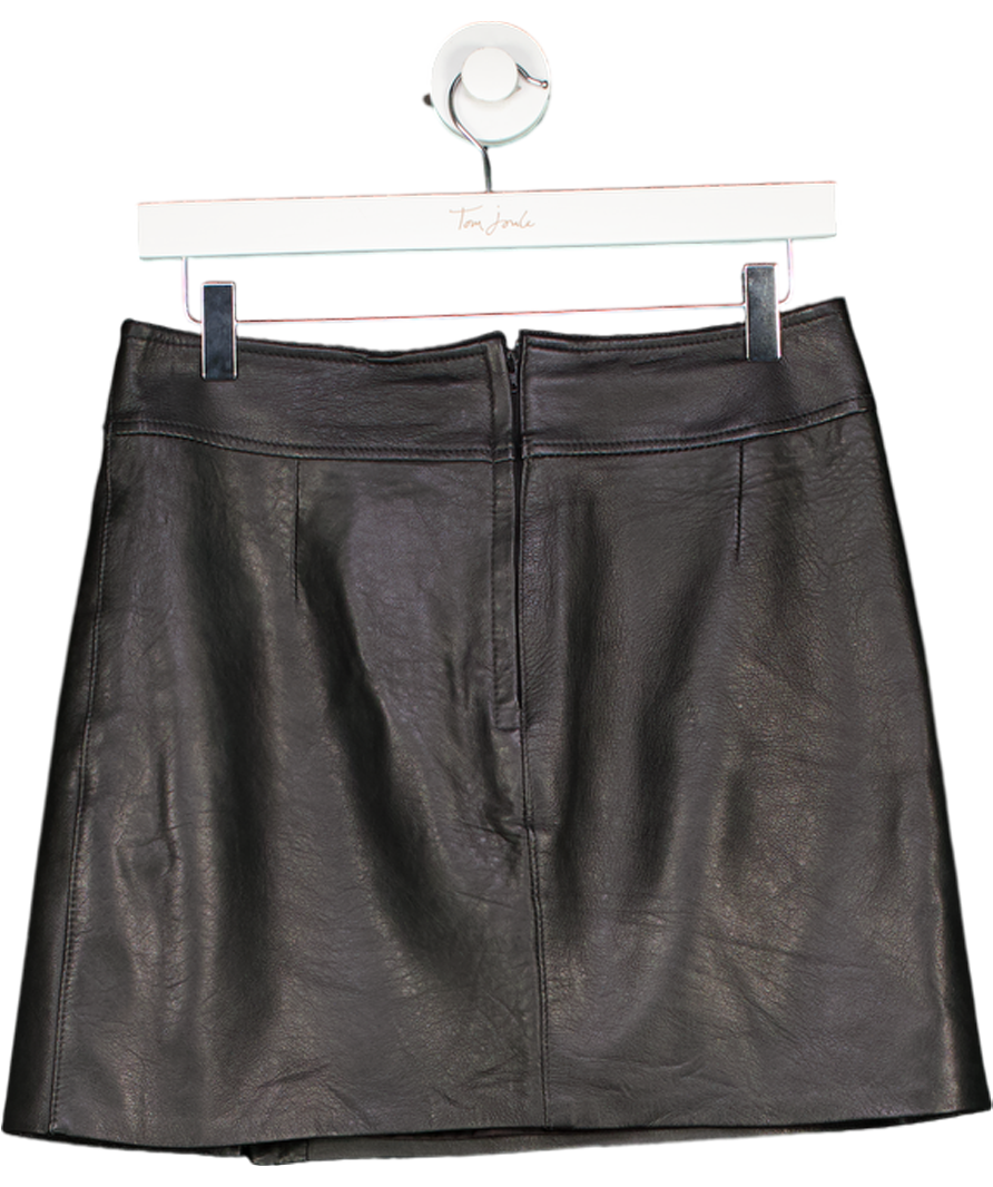 Oasis Black Real Leather Mini Skirt UK 10