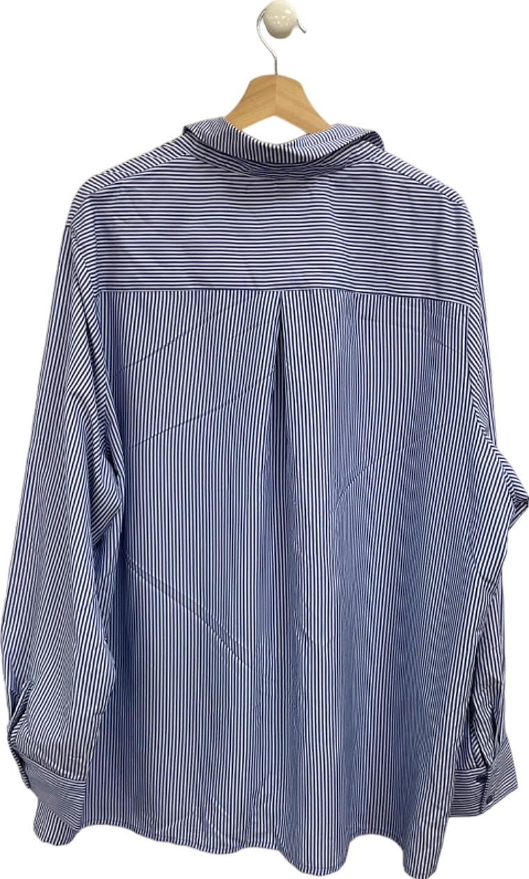 PrettyLittleThing Blue Striped Oversized Cotton Shirt UK 12