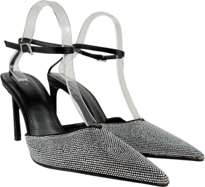 ZARA Black Rhinestone Heeled Mules UK 6 EU 39