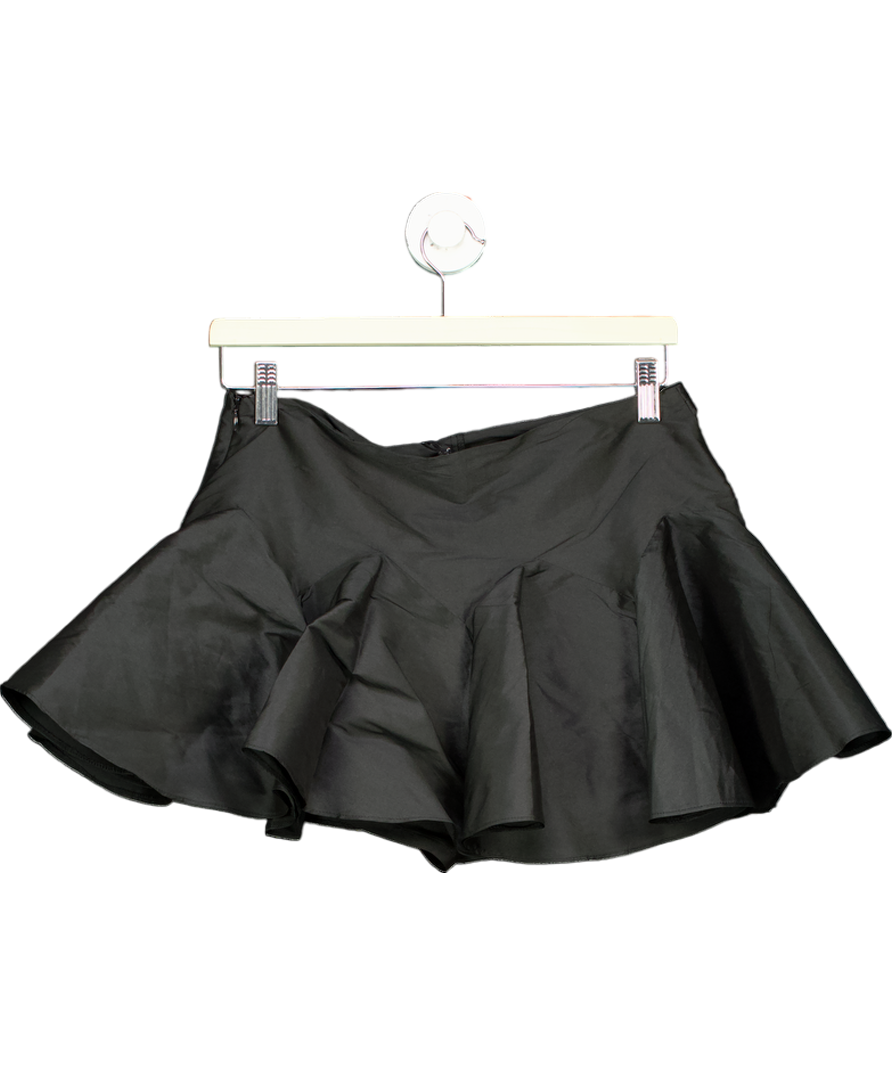 River Island Black Pleated Satin Mini Skirt UK 6
