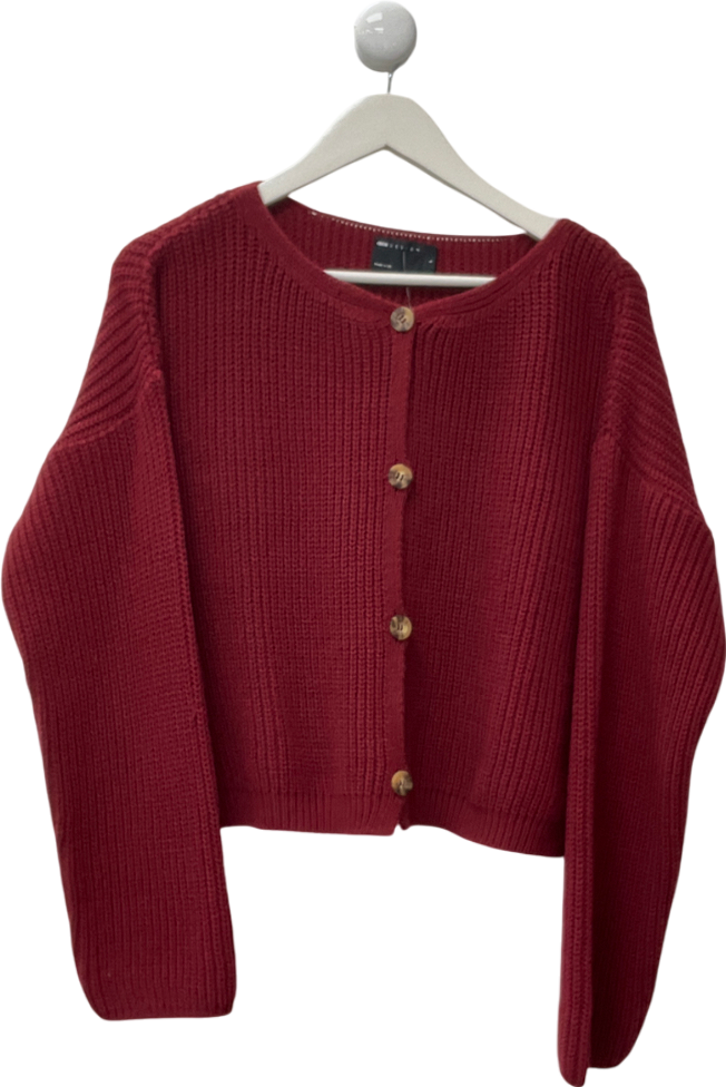 ASOS Red Knitted Crew Neck Cardigan UK L