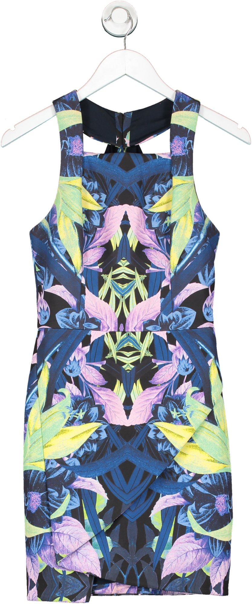 FindersKeepers Blue Patterned Sleeveless Cut Out Back Dress UK S