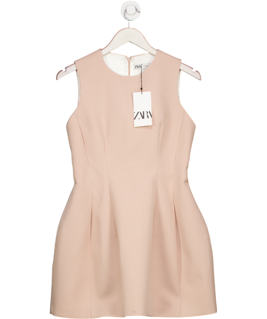 ZARA Voluminous Blush Pink Structured Corset Mini Dress UK S