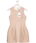 ZARA Voluminous Blush Pink Structured Corset Mini Dress UK S