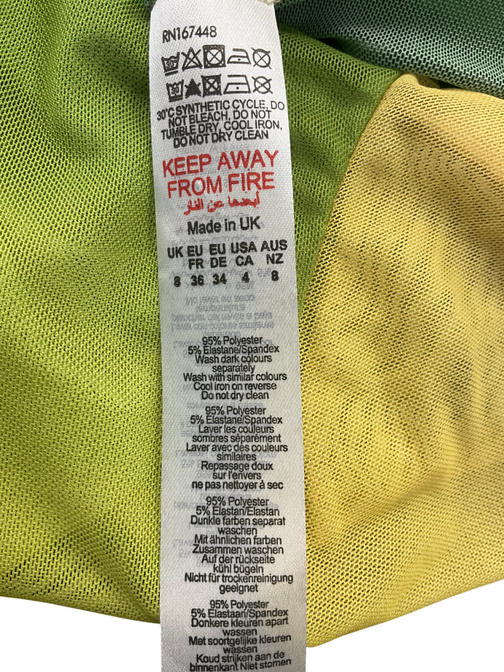 PrettyLittleThing Green Ombré Mesh Top UK 8