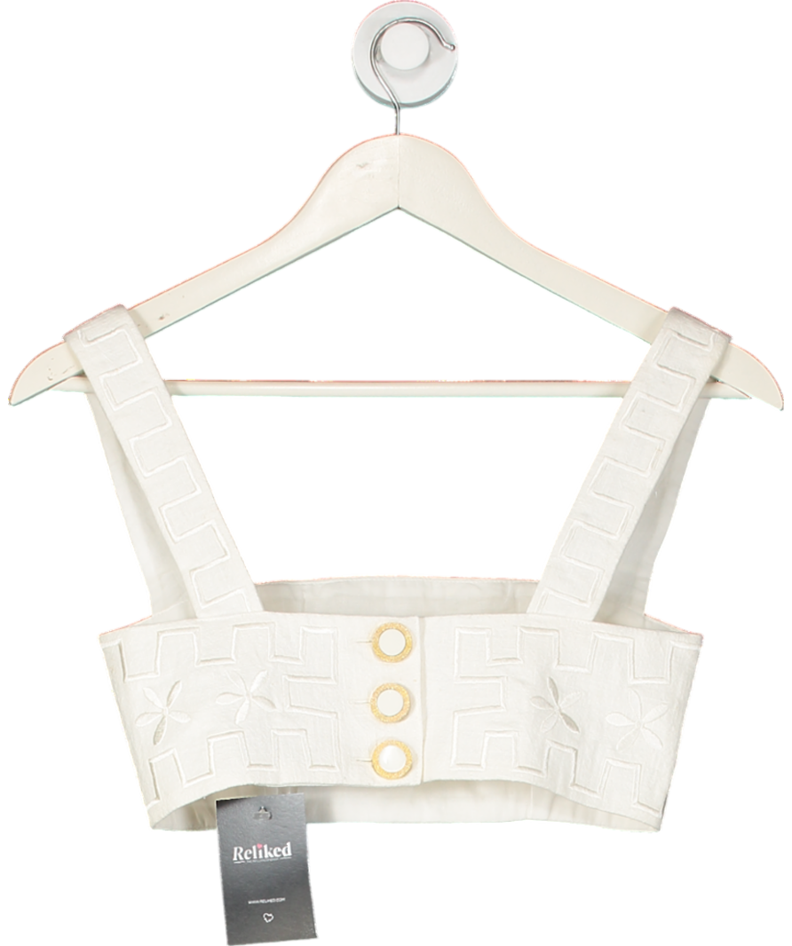 Isobel Badin White Flowers Forever Embroidered Crop UK 6