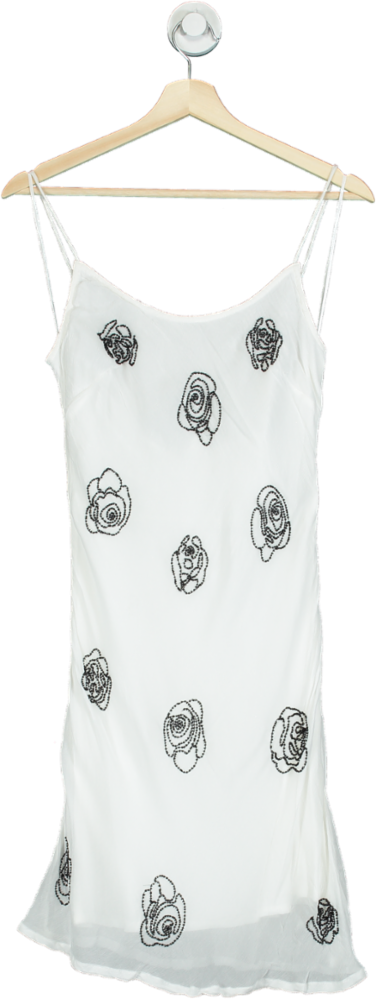 Topshop White Floral Embroidered Slip Dress UK 8