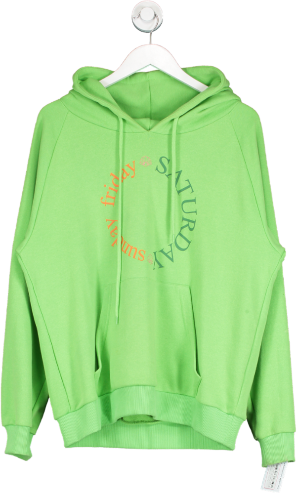 Saturday by Megan Ellaby Green Oversized Graphic Hoodie UK S