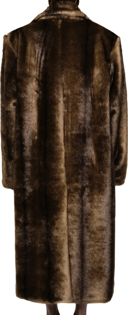 SOURCE UNKNOWN Wallis Oversized Grandpa Fur Coat, Espresso Brown UK M