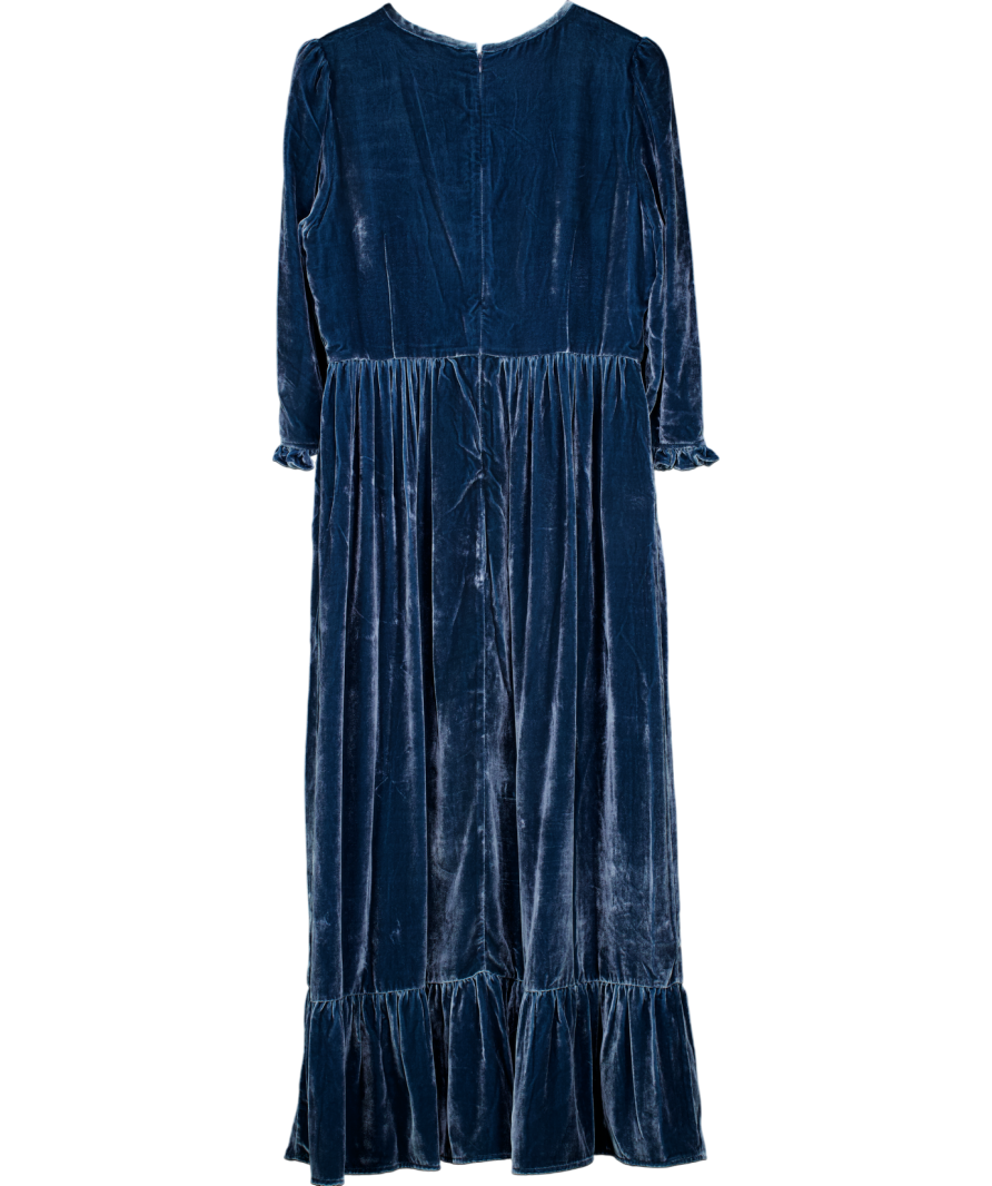 By Iris Blue Velvet Shae Maxi Dress UK L