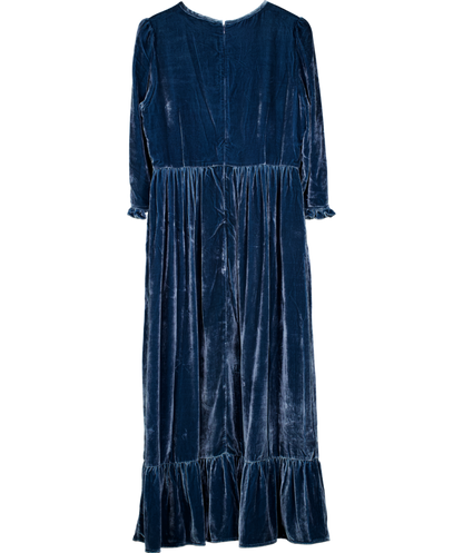 By Iris Blue Velvet Shae Maxi Dress UK L