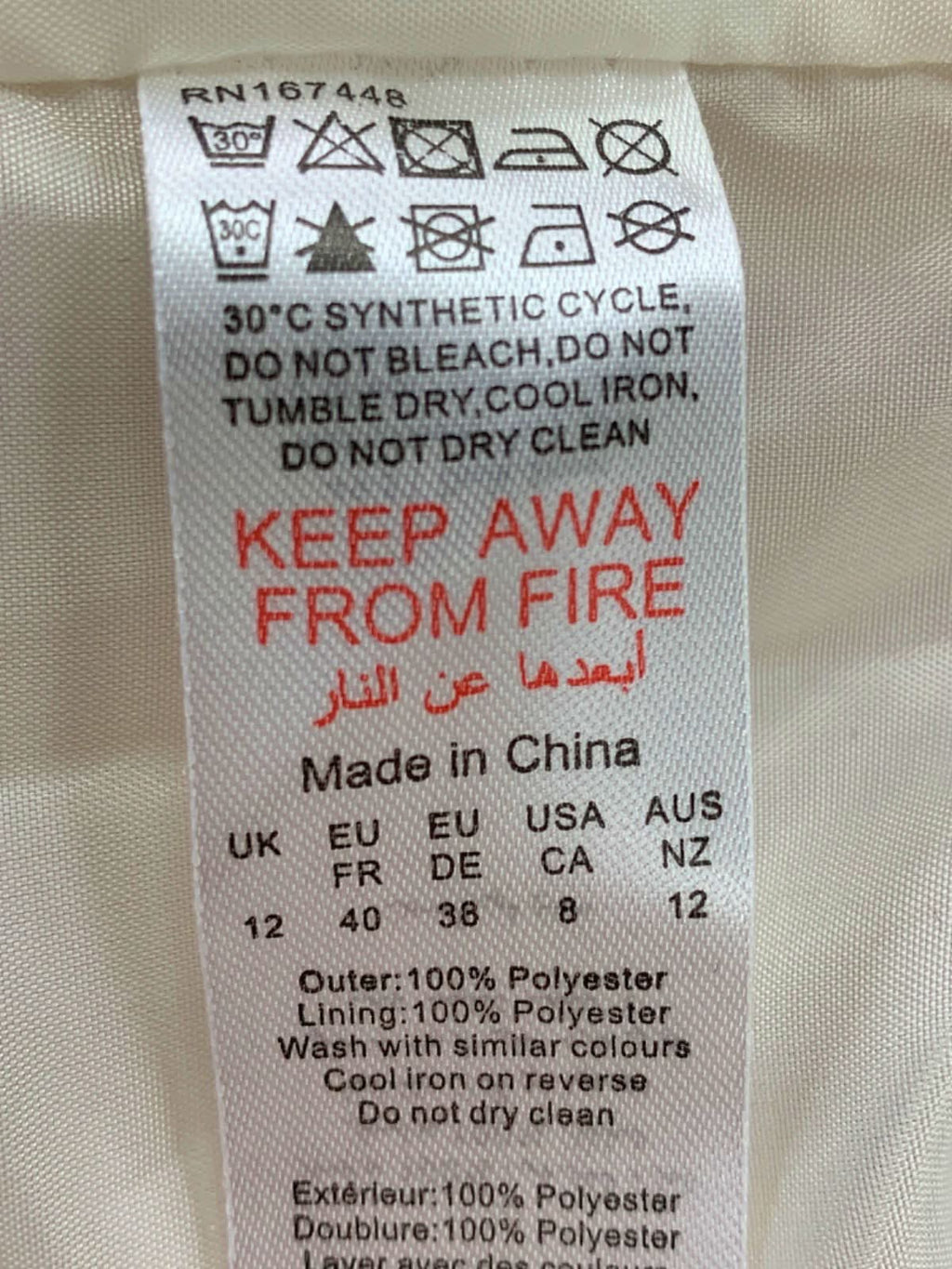 PrettyLittleThing Cream Faux Fur Longline Coat Size UK 12