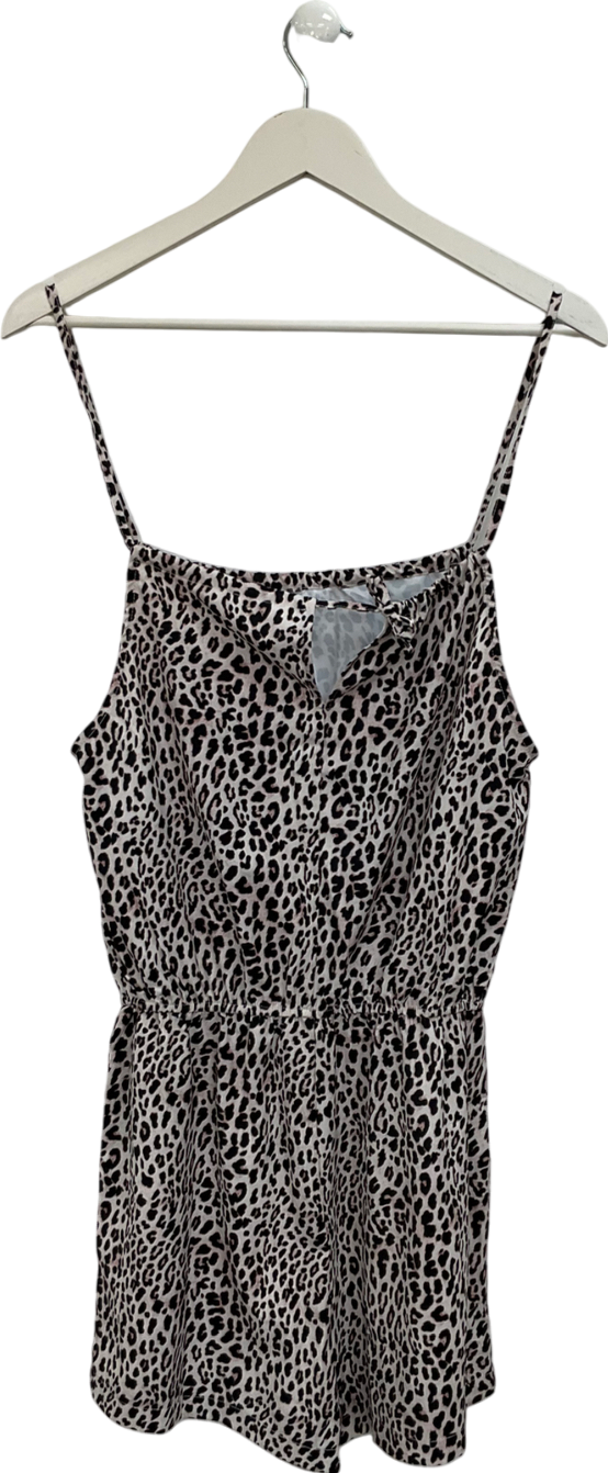 Brown Animal Print Playsuit UK S