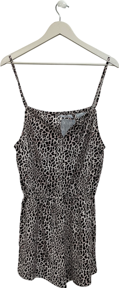 Brown Animal Print Playsuit UK S