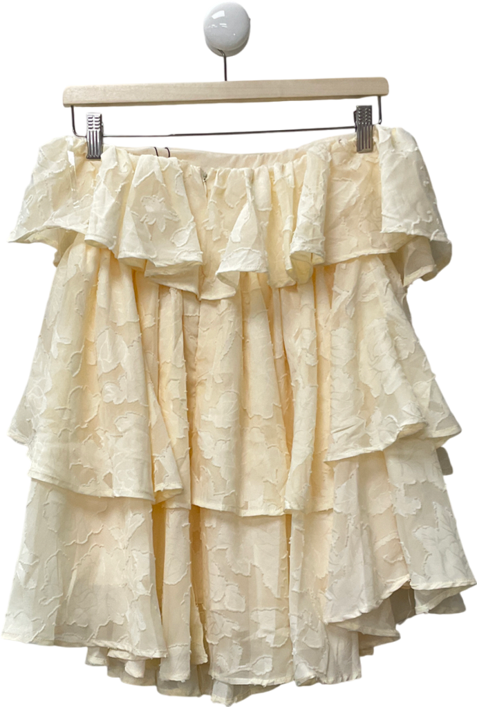 Fashion Nova Cream Amara Chiffon Mini Dress UK XS