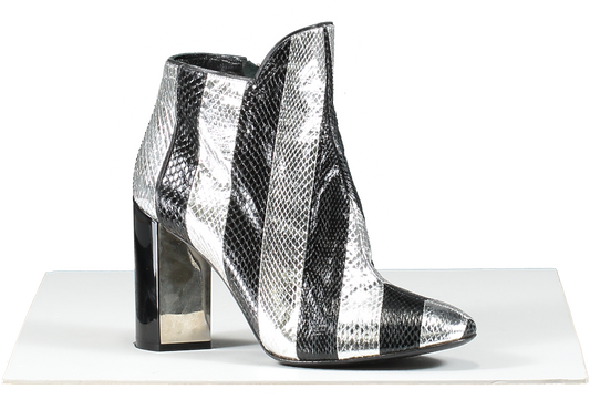 Pierre Hardy Metallic Belle Striped Snakeskin Ankle Boot, Black/silver UK 5 EU 38 👠