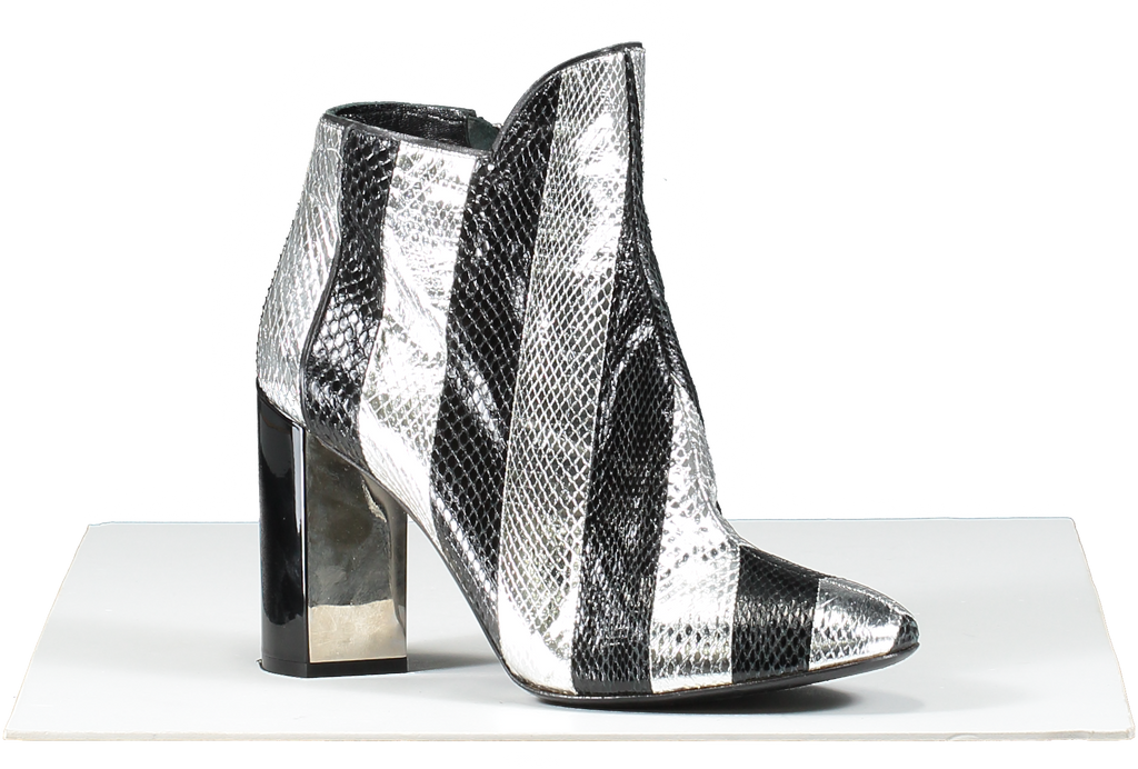 Pierre Hardy Metallic Belle Striped Snakeskin Ankle Boot, Black/silver UK 5 EU 38 👠
