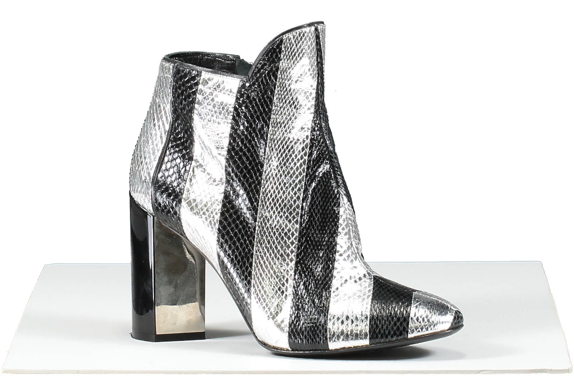 Pierre Hardy Metallic Belle Striped Snakeskin Ankle Boot, Black/silver UK 5 EU 38 👠