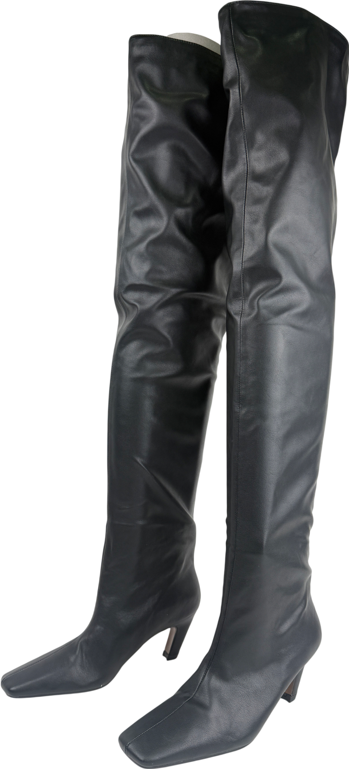 ASOS Black Square Toe Slouchy Over The Knee Boots UK 3 EU 36 👠
