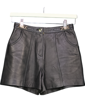Maje Black Branded Hardware High Rise Leather Shorts UK 6