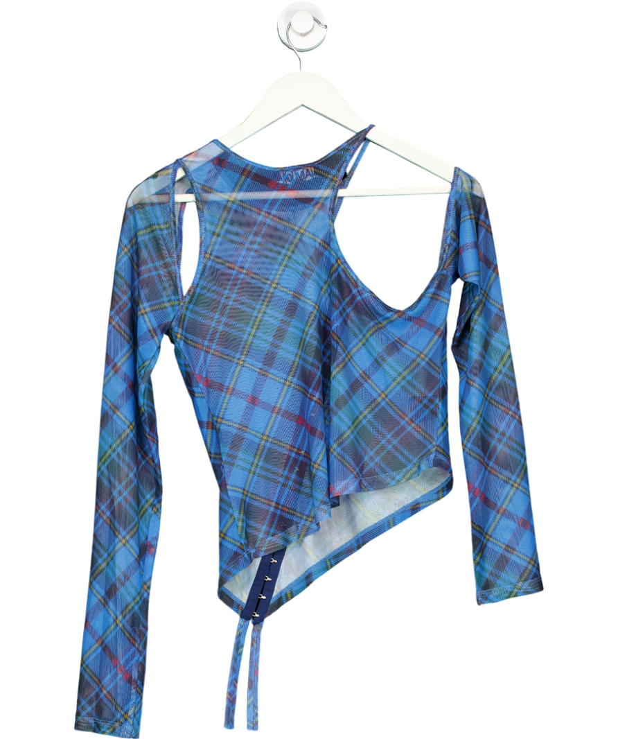 I AM GIA Blue Anafer Plaid Top UK L