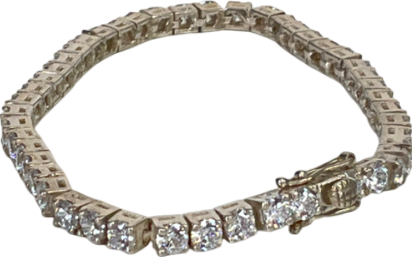 Metallic Diamanté Tennis Bracelet One Size