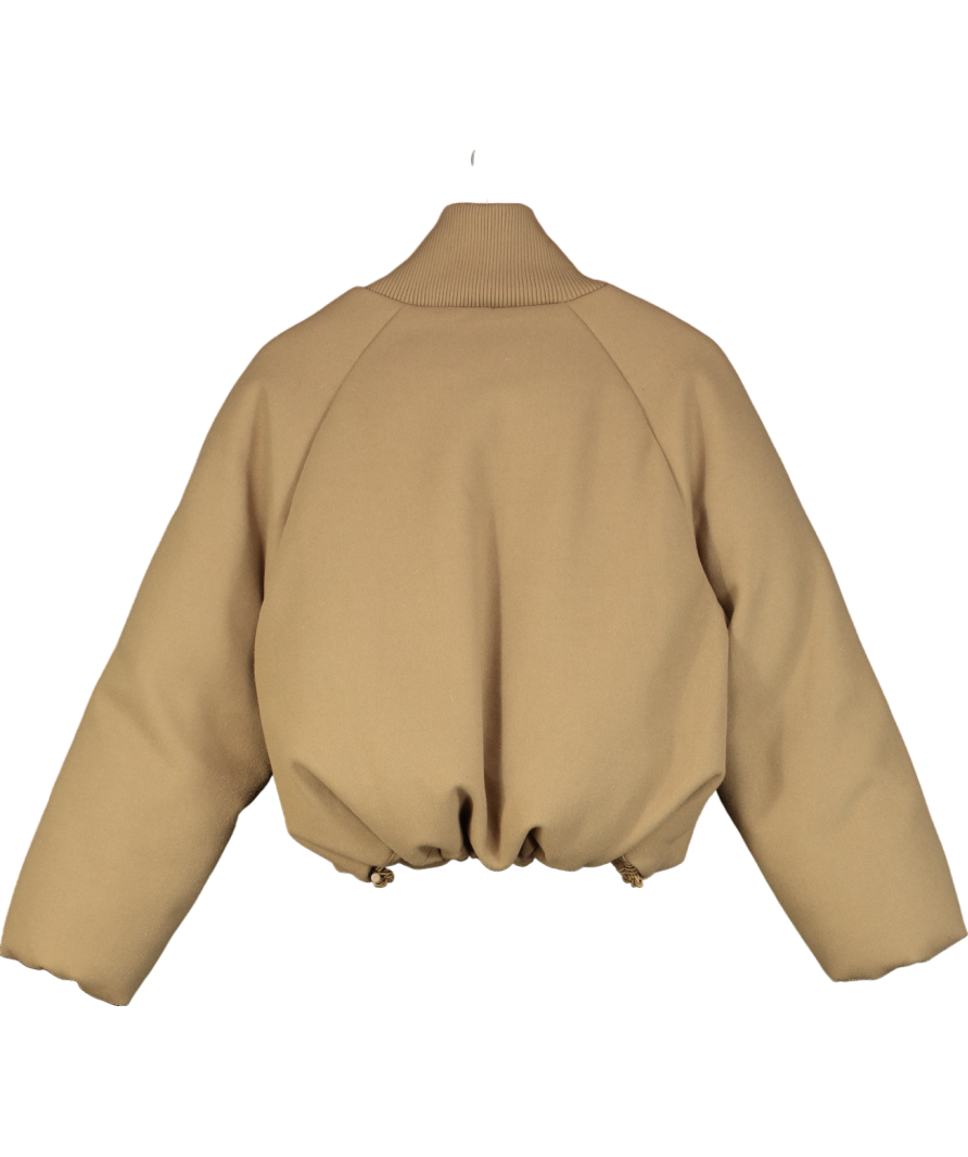 ASOS Brown Knit Collar Clean Puffer Jacket  In Mushroom UK S