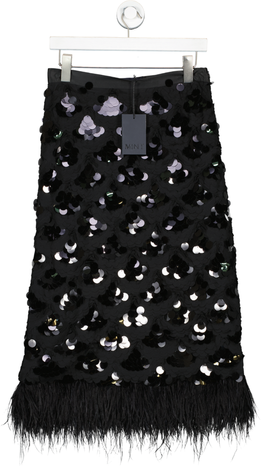 Mint Velvet Black Sequin Midi Skirt UK 10