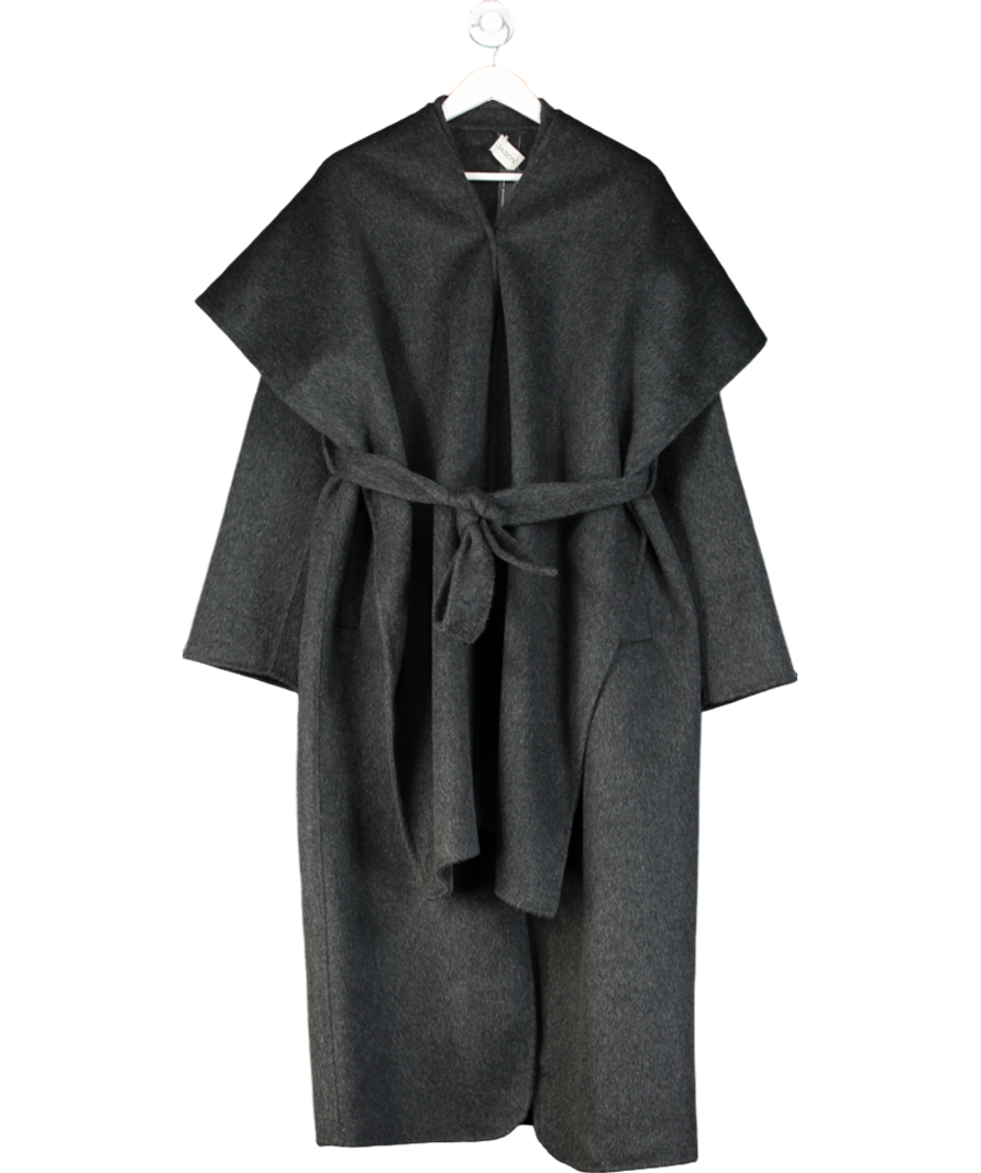 Saison Grey 100% Wool Detachable Scarf Coat In Grey - Onesize