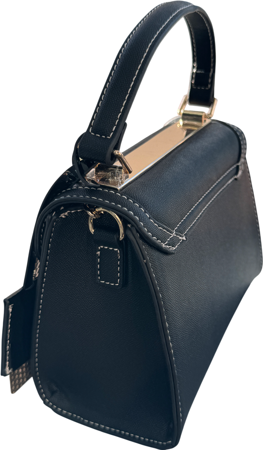 River Island Embossed Panel Mini Tote Bag In Black With Clover Charms With Crossbody Strap