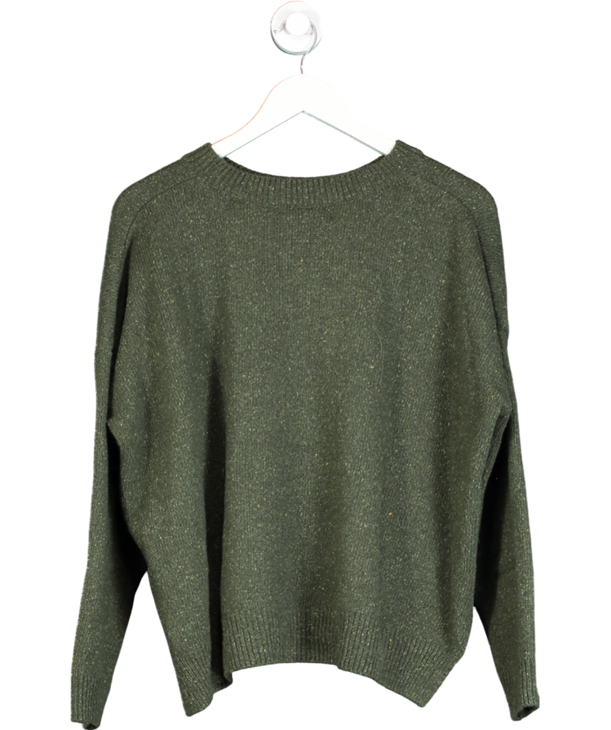 OLIVE CLOTHING Green Unbalanced Crew Neck Knit UK S/M