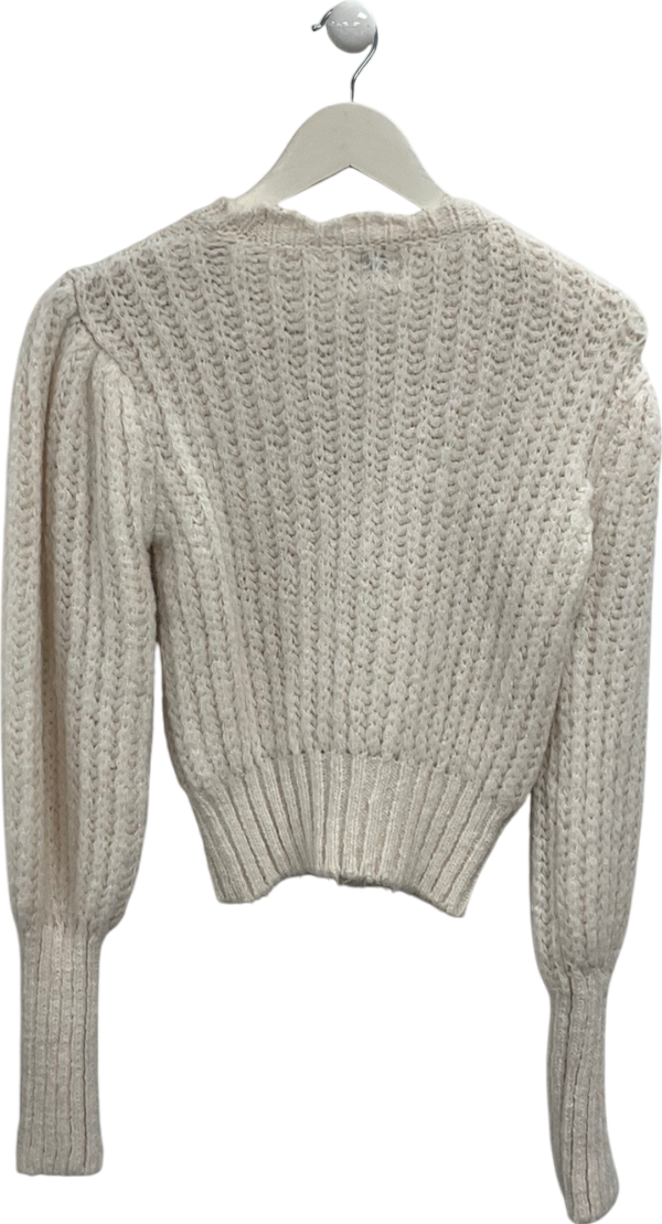 River Island Cream Diamanté Shoulder Detail Jumper UK 8