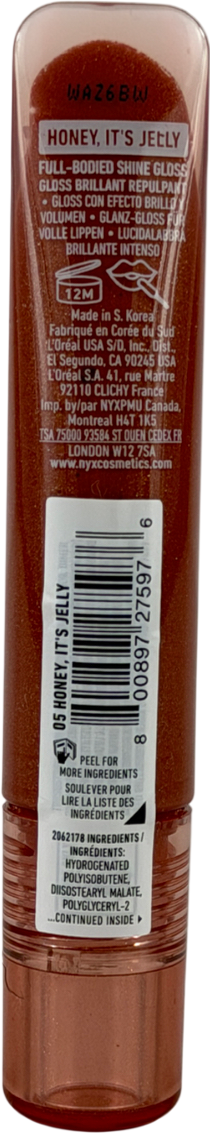 NYX Jelly Job, Full-bodied Shine Gloss, Lip-smoothing Shine Honey It Jelly 7.5ml
